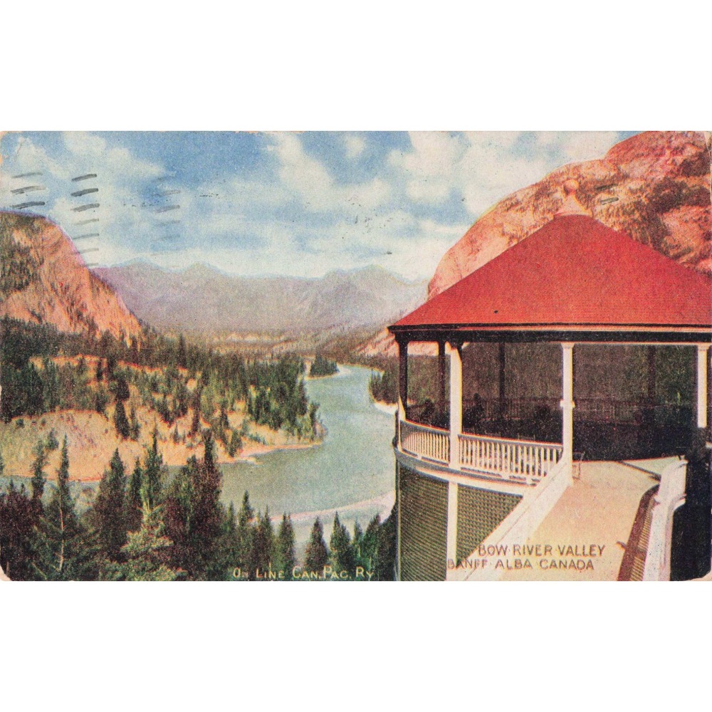 Vintage 1909 Bow River Valley Banff Alberta Canada Private Post Card CPR Gazebo - Picture 1 of 2